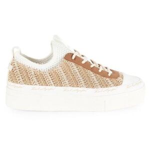 Karl Lagerfeld Cona Stretch Woven Casual Sneakers Natural Cream Size 6 NIB